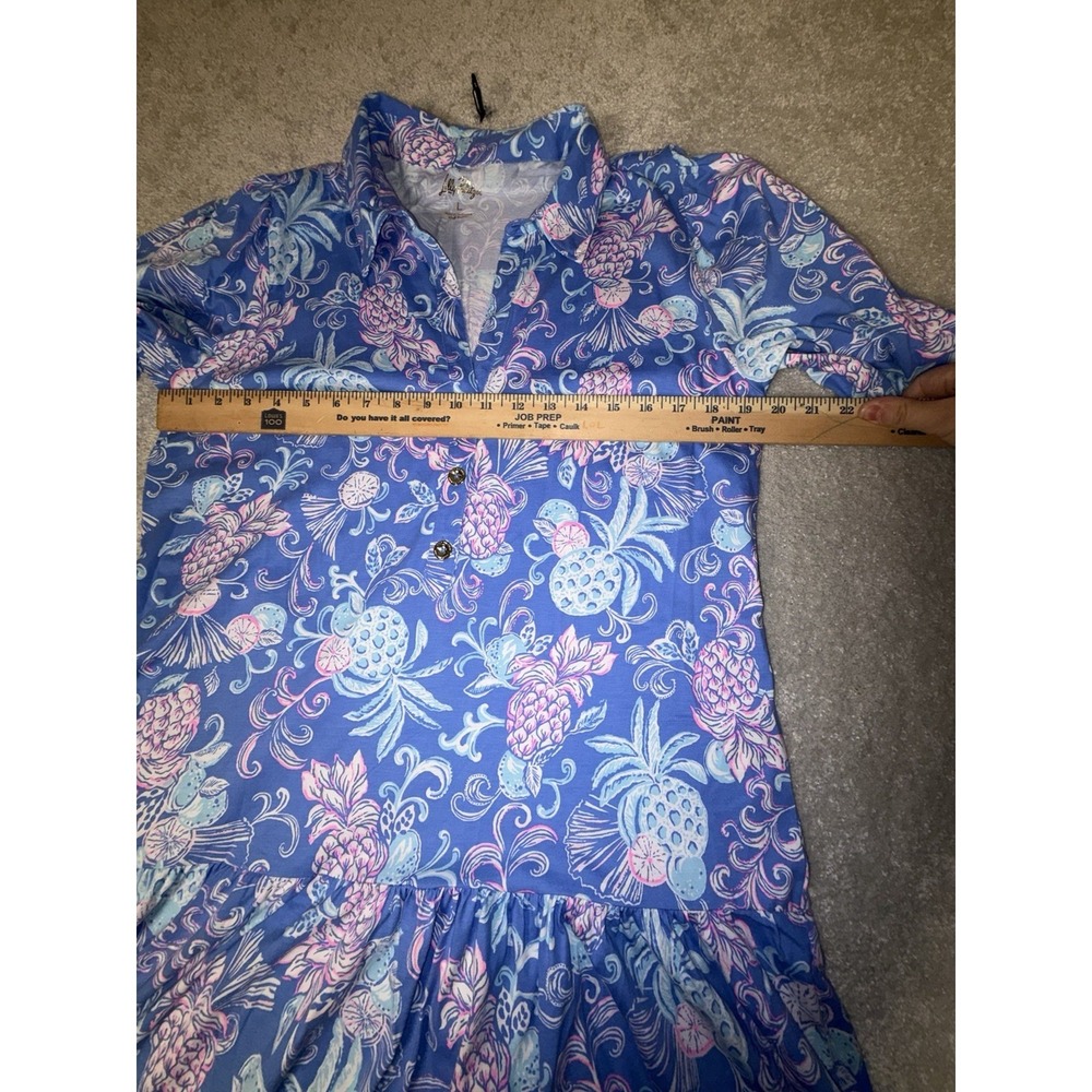 Lilly Pulitzer Bingley Citrus Crush Dress Cotton Blue Preppy Resort Size L - Picture 6 of 10